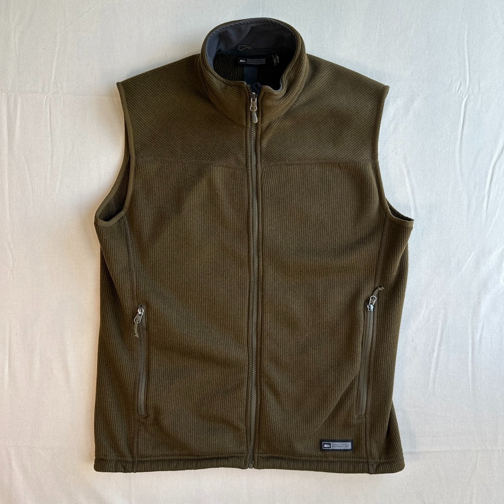 Vintage REI Polartec Fleece Vest Olive Green - Zip-In Compatible - Size L